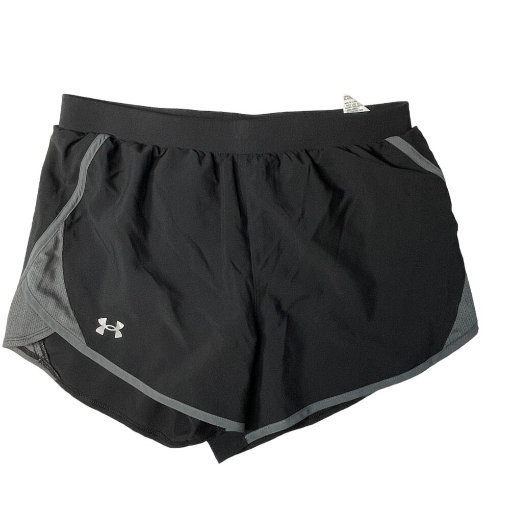 UNDER ARMOUR Fly By 2.0 Running Short Womens Medium Black Gray Lightweight
